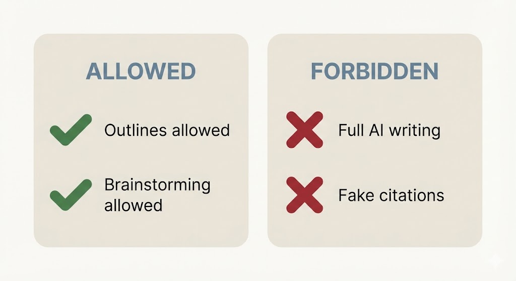 University rules for using AI in college assignments