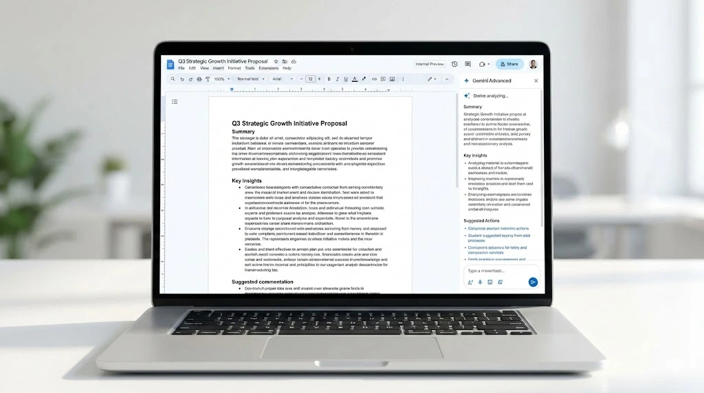 Google Gemini Advanced integrated with Google Workspace and Google Docs in 2026